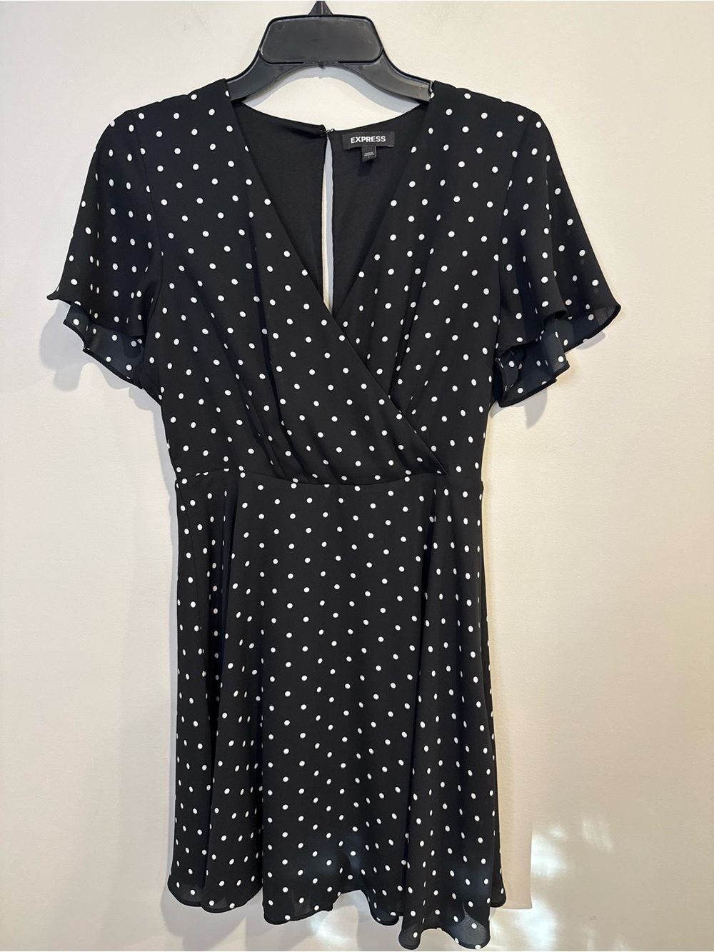 Express Black and White Polka Dot Mini Wrap Dress Evening Wedding Going Out 4